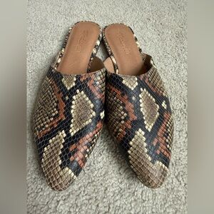 Madewell Snakeskin Pattern Mules - Black and Brown